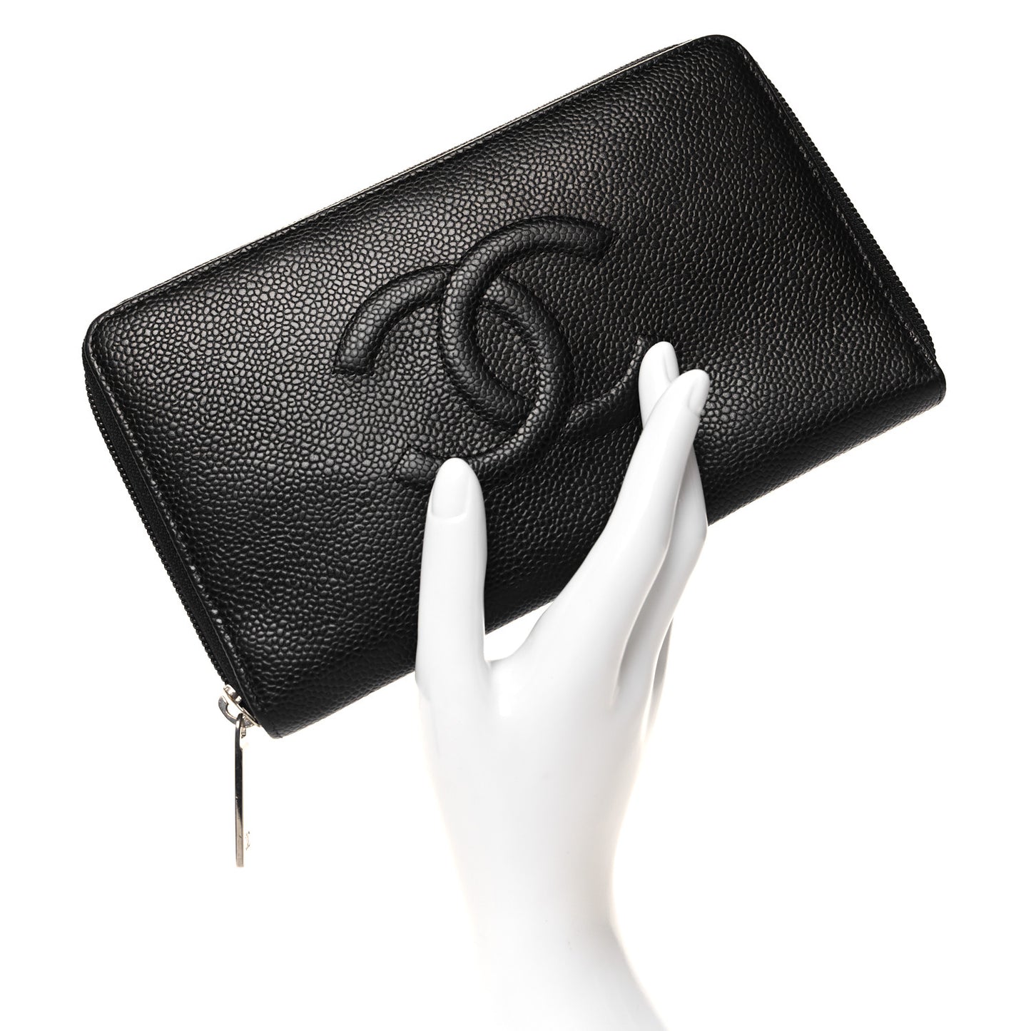 Caviar Large Timeless CC Zip Around Organizer Wallet Black