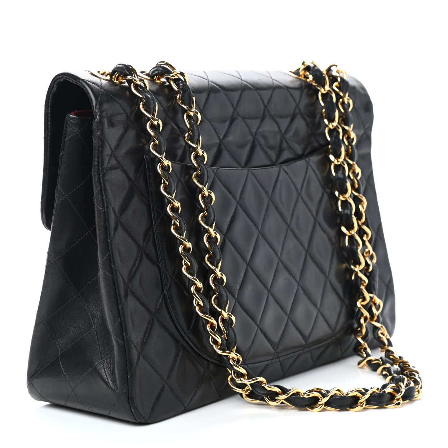 Lambskin Quilted XL Jumbo Single Flap Black