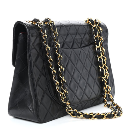 Chanel Lambskin Quilted XL Jumbo Single Flap Black 2 of 12