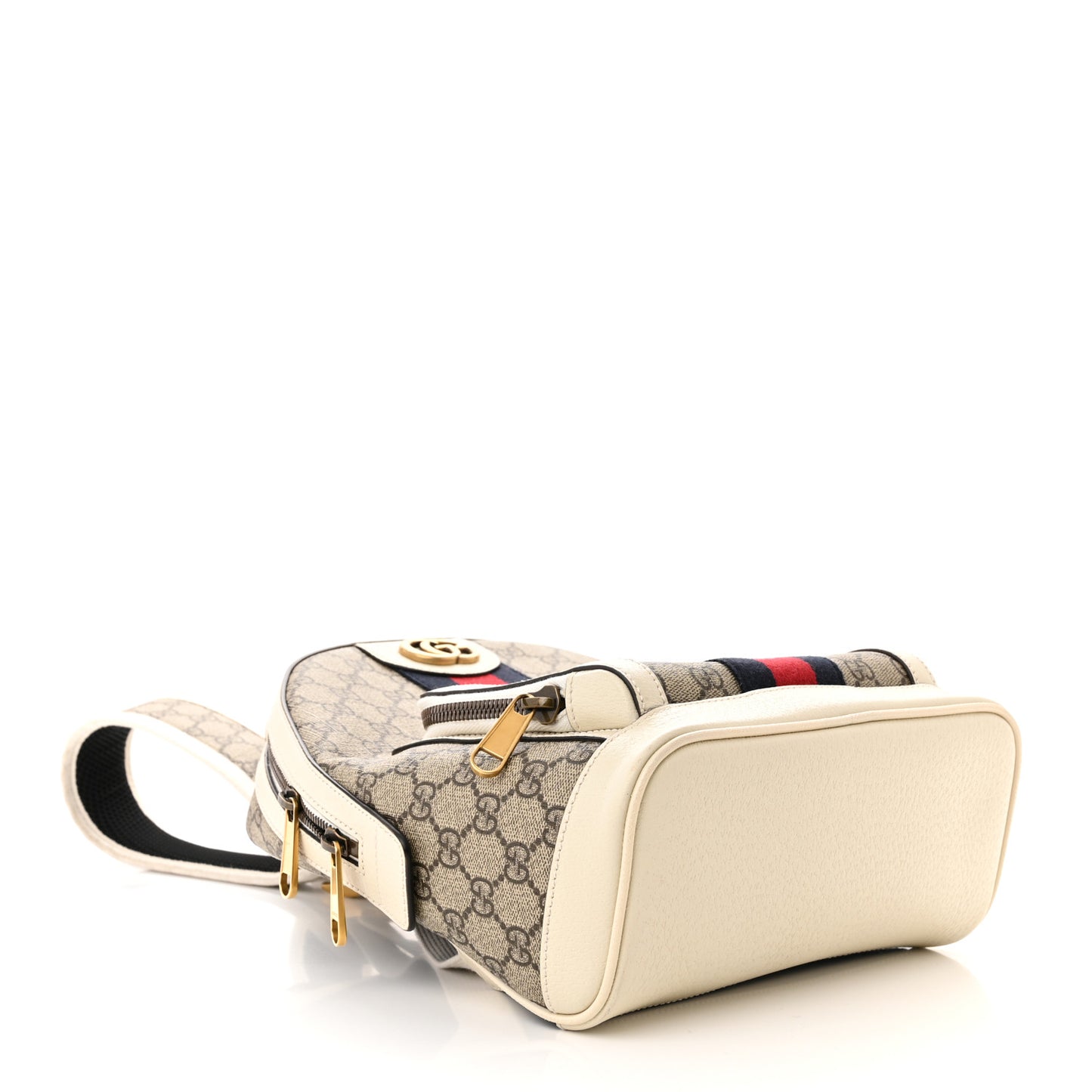 GG Supreme Monogram Textured Calfskin Web Small Ophidia Day Backpack Beige Ebony Mystic White