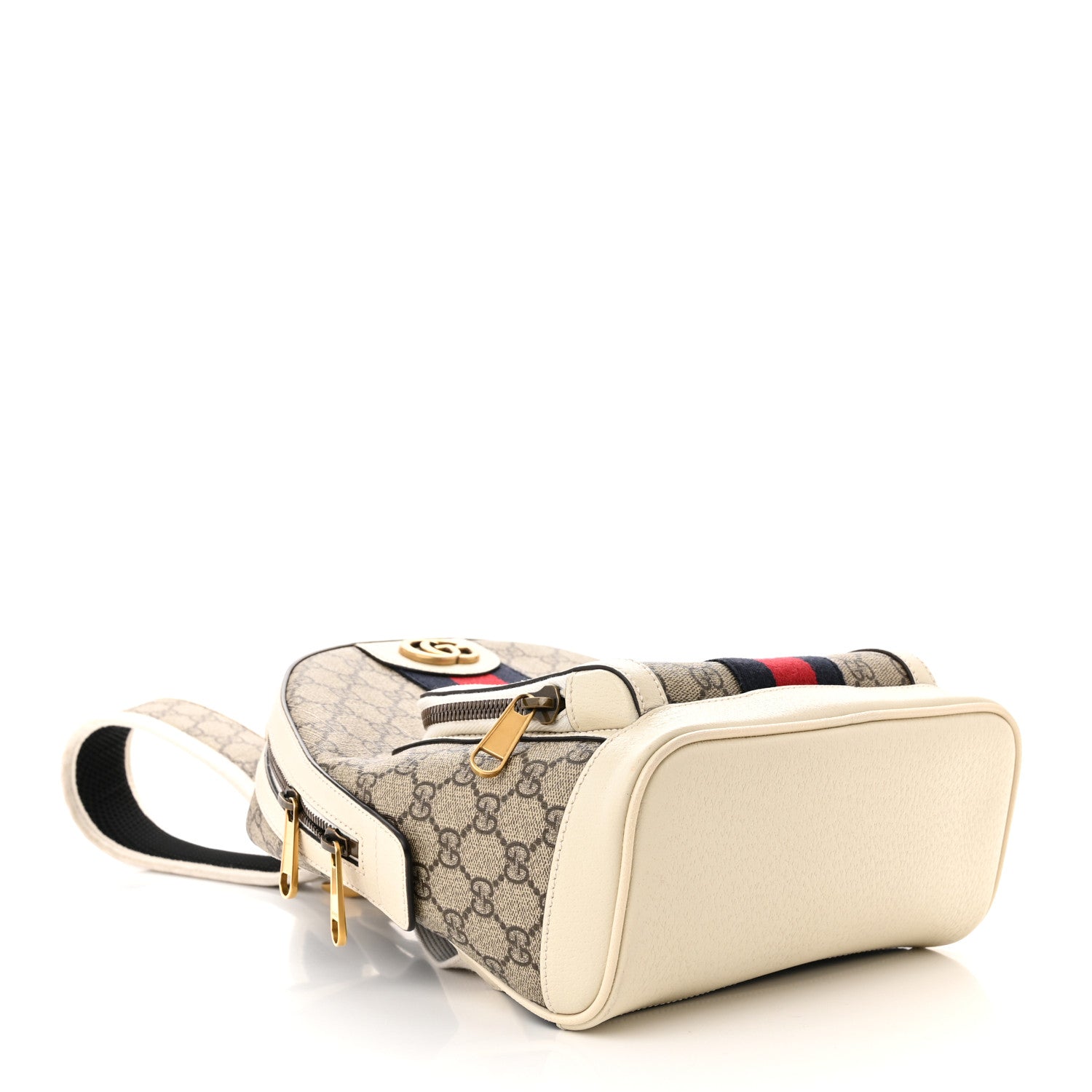Gucci GG Supreme Monogram Textured Calfskin Web Small Ophidia Day Backpack Beige Ebony Mystic White 4 of 10
