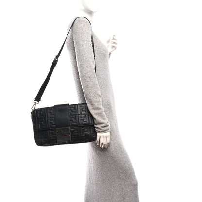 Fendi Nappa FF 1974 Embossed Large Baguette Black 2 of 11