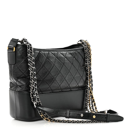 Chanel Aged Calfskin Quilted Medium Gabrielle Hobo Black 3 of 11