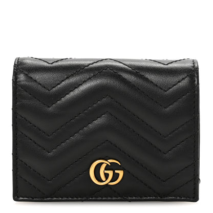 Gucci Calfskin Matelasse GG Marmont Card Case Wallet Black 2 of 16