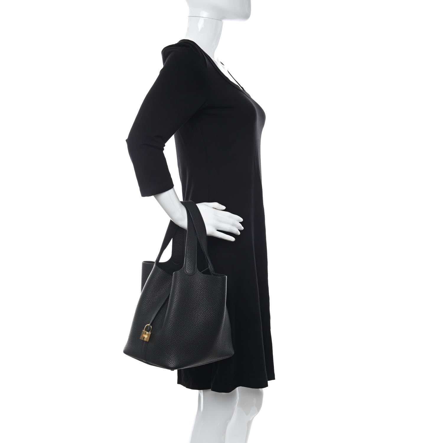 Hermes Taurillon Clemence Picotin Lock 22 MM Black 2 of 14