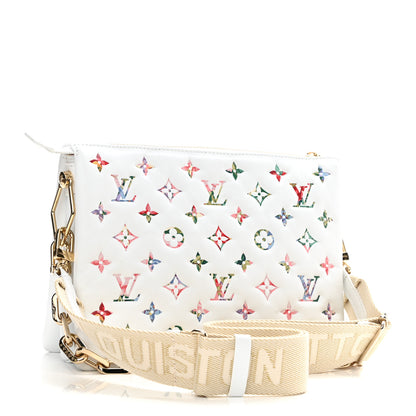Louis Vuitton Lambskin Embossed Monogram LV Garden Coussin PM Cream 3 of 11
