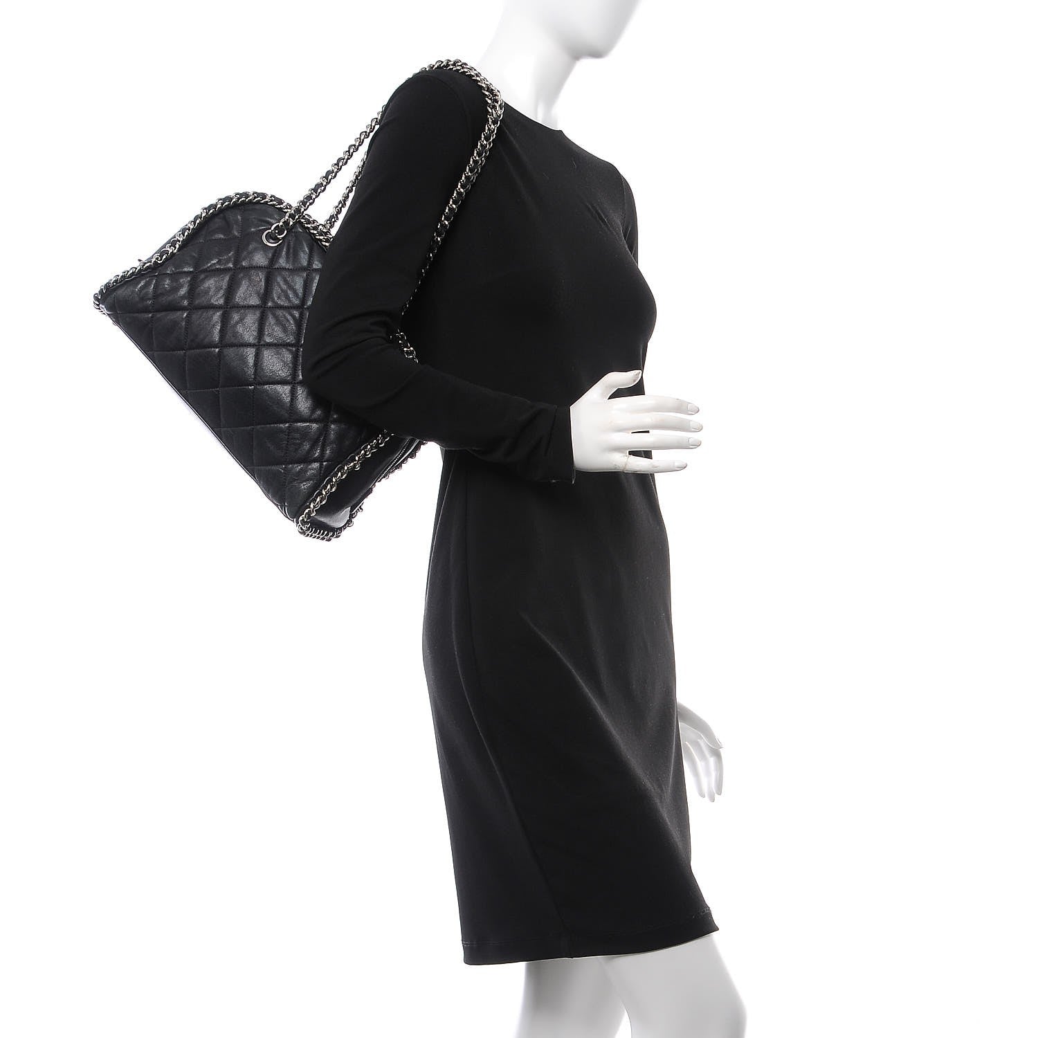 Chanel Washed Lambskin Quilted Chain Around Bowler Black 2 of 12