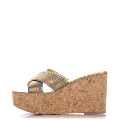 Christian Louboutin Cork Printed Slide Platform 40 1 of 7