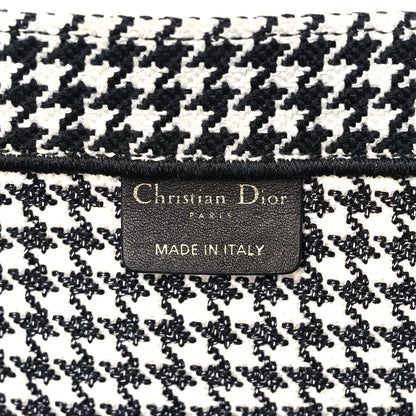 Christian Dior Canvas Houndstooth Embroidered Book Tote Black White 6 of 10