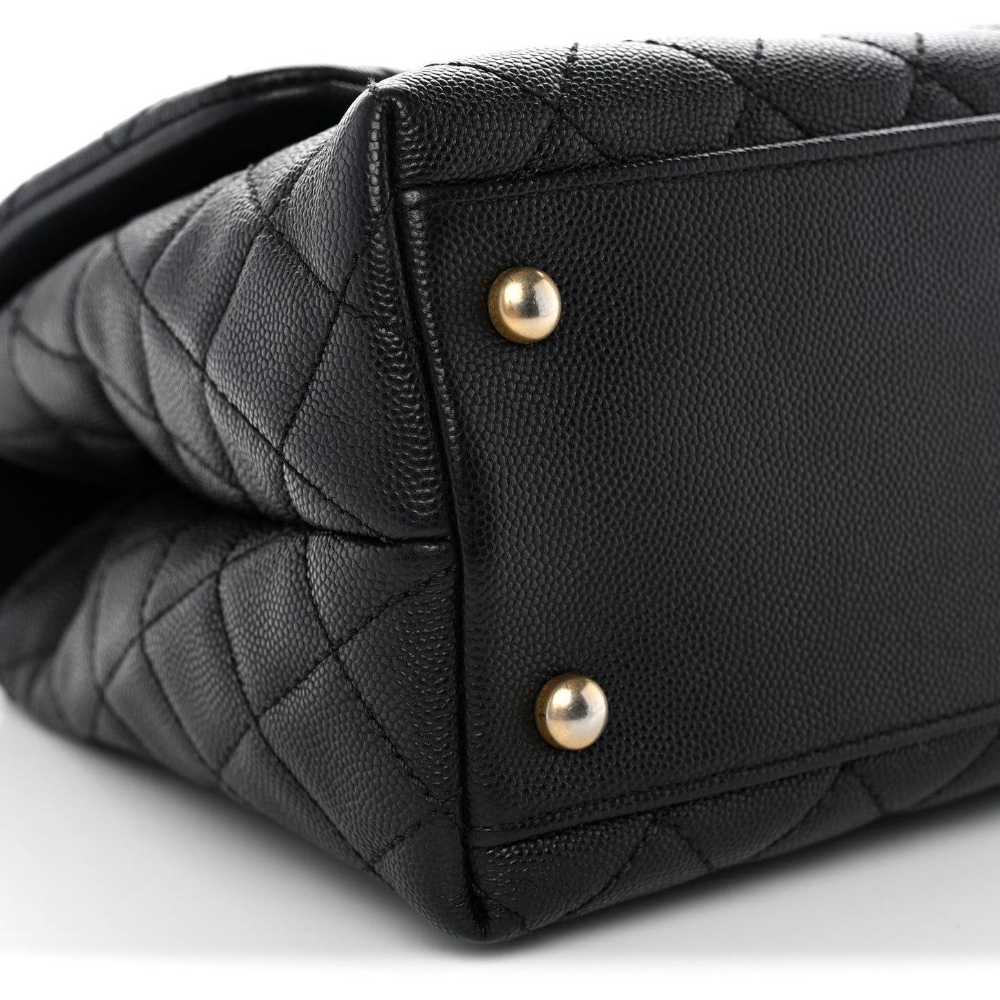 Caviar Lizard Quilted Small Coco Handle Flap Black