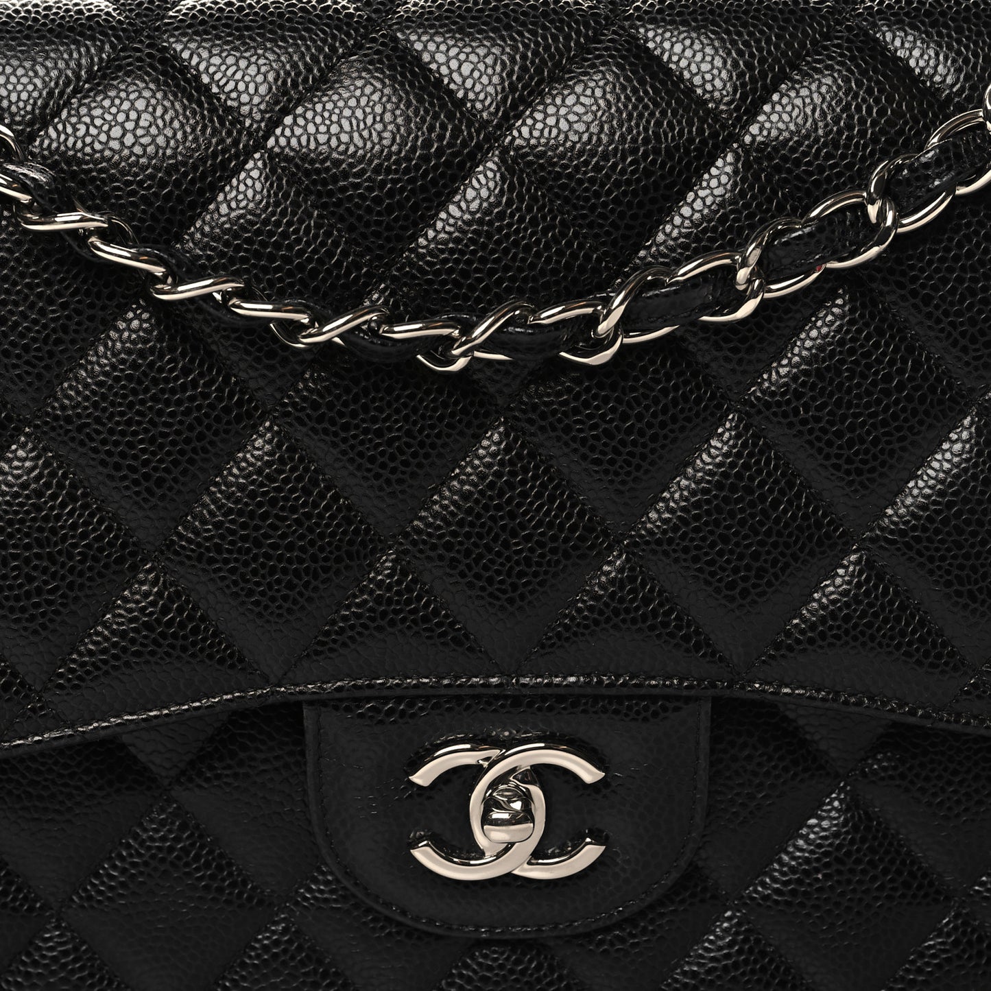 Caviar Quilted Jumbo Double Flap Black