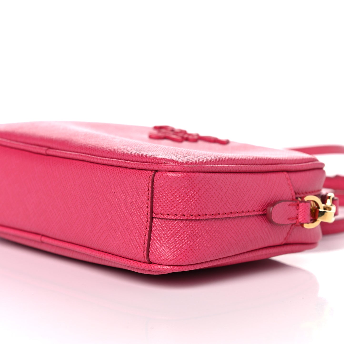 Saffiano Mini Monochrome Camera Crossbody Bag Magenta