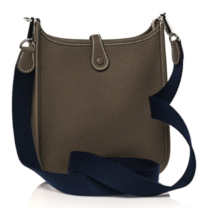 Hermes Taurillon Clemence Amazone Evelyne TPM Etoupe Bleu Indigo 3 of 12