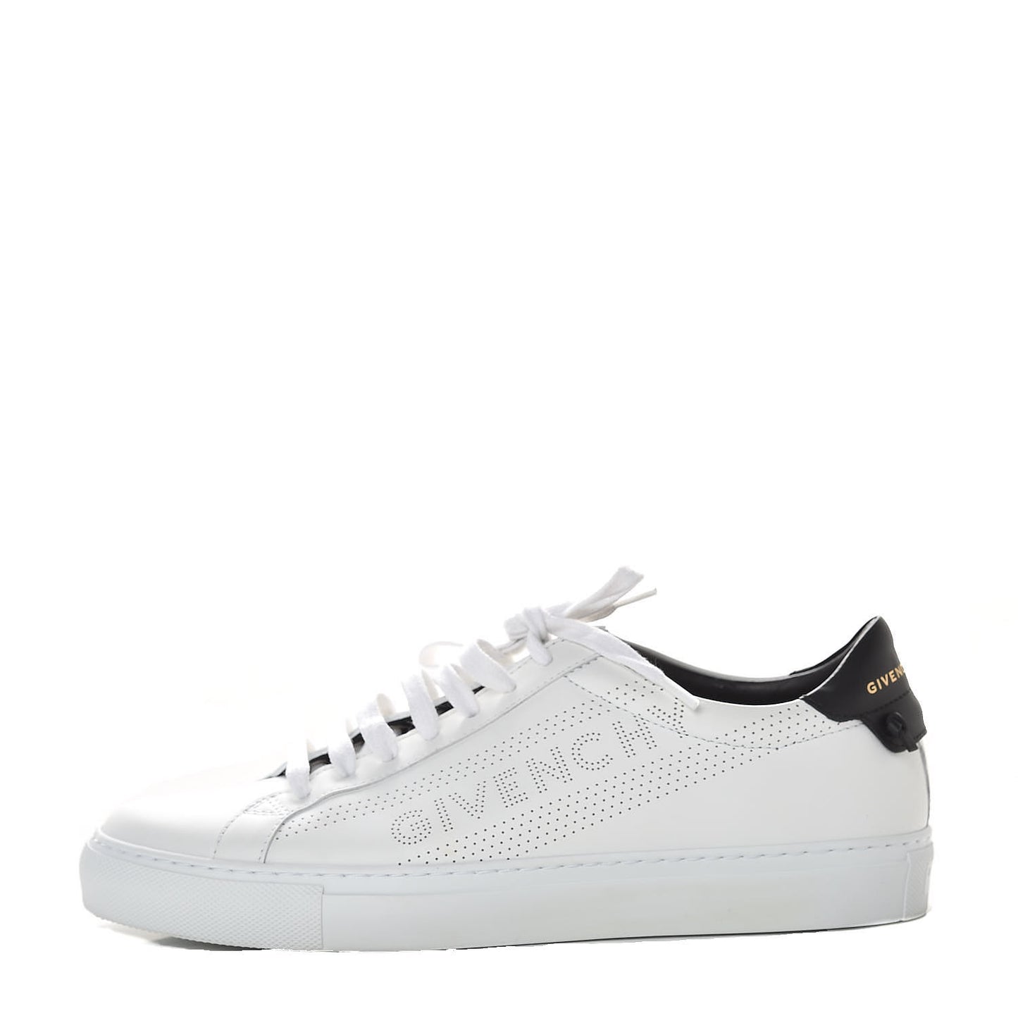 Calfskin Perforated Urban Street Sneakers 40 White