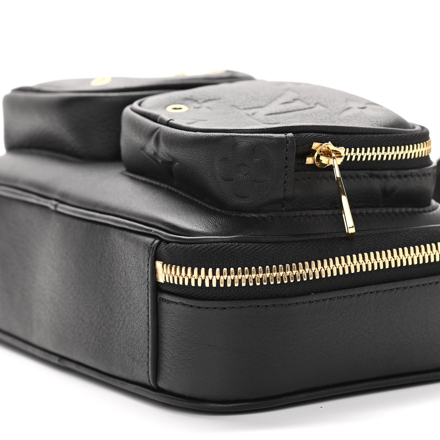 Calfskin Monogram Embossed Utility Crossbody Black