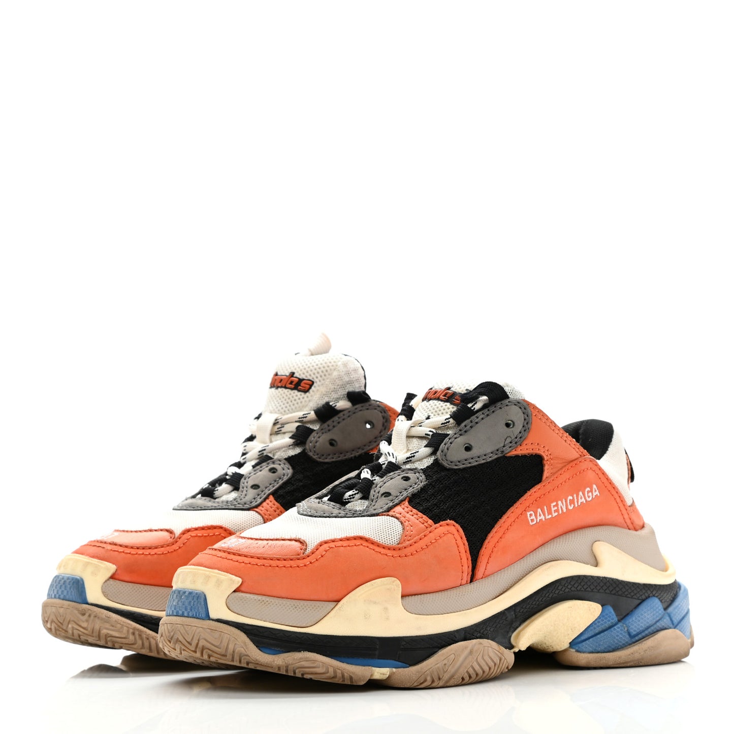 Mesh Nubuck Womens Triple S Sneakers 37 Orange Gris Black