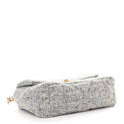 Chanel Tweed Quilted Medium Chanel 19 Flap Grey Ecru 4 of 10