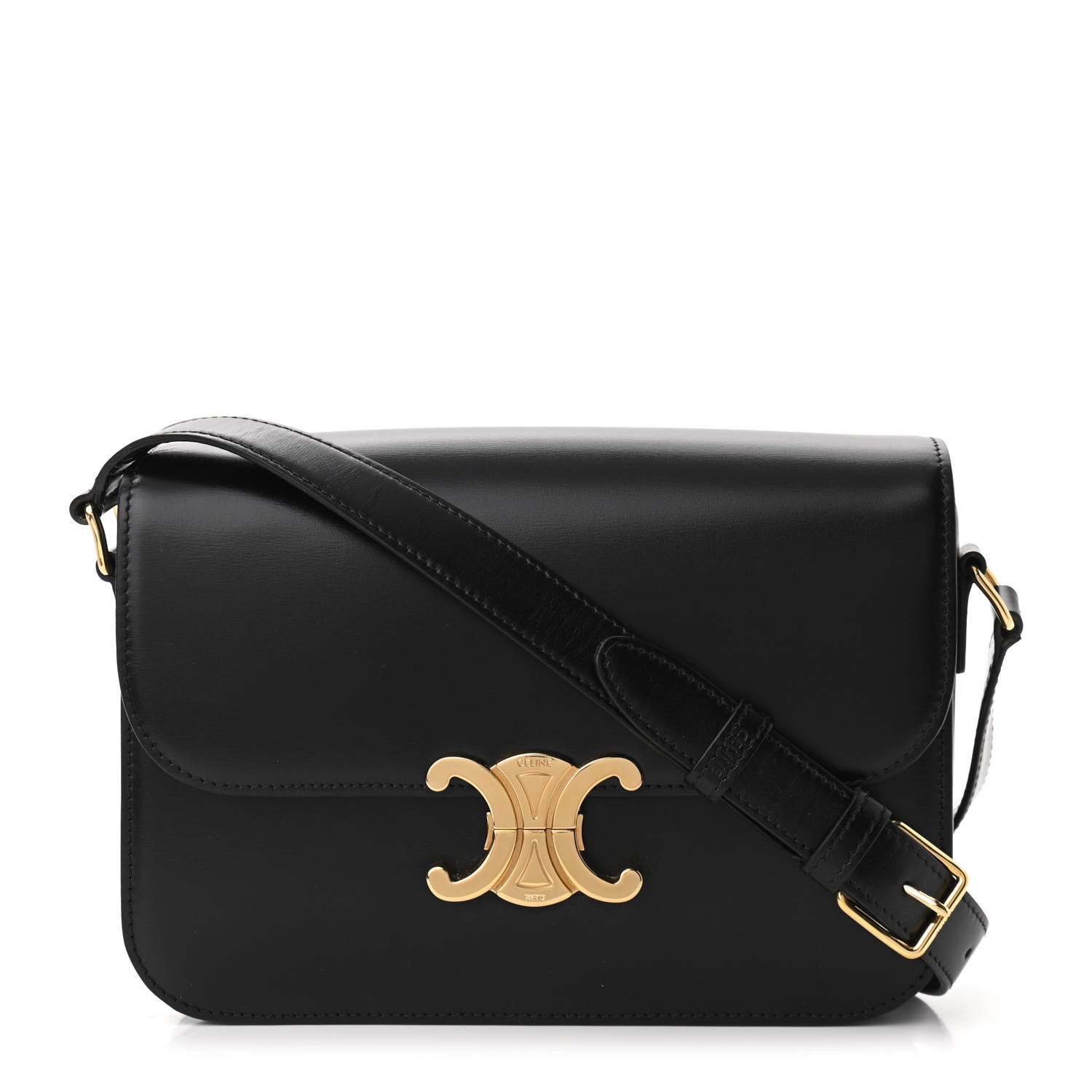 Celine Shiny Calfskin Medium Triomphe Black 1 of 10