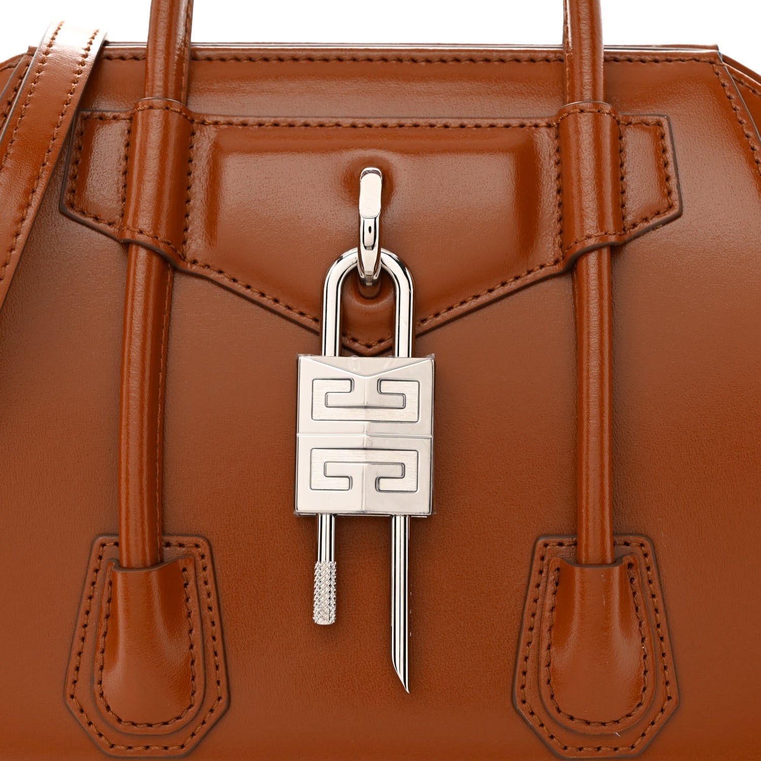 Givenchy Box Calfskin Mini Lock Antigona Shoulder Bag Beige Chestnut 8 of 11