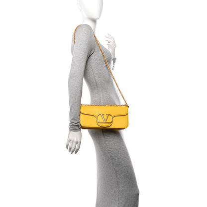 Valentino Garavani Calfskin Vlogo Loco Shoulder Bag Bright Lemon 2 of 11