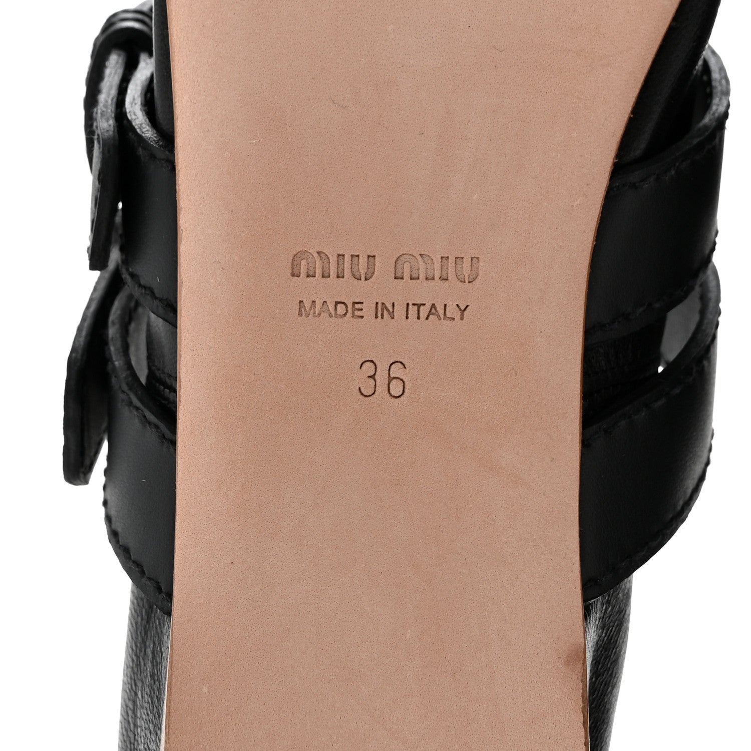 Miu Miu Nappa Vitello Nevada Double Buckle Ballerina Flats 36 Black 7 of 9