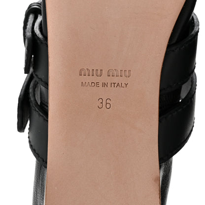 Miu Miu Nappa Vitello Nevada Double Buckle Ballerina Flats 36 Black 7 of 9