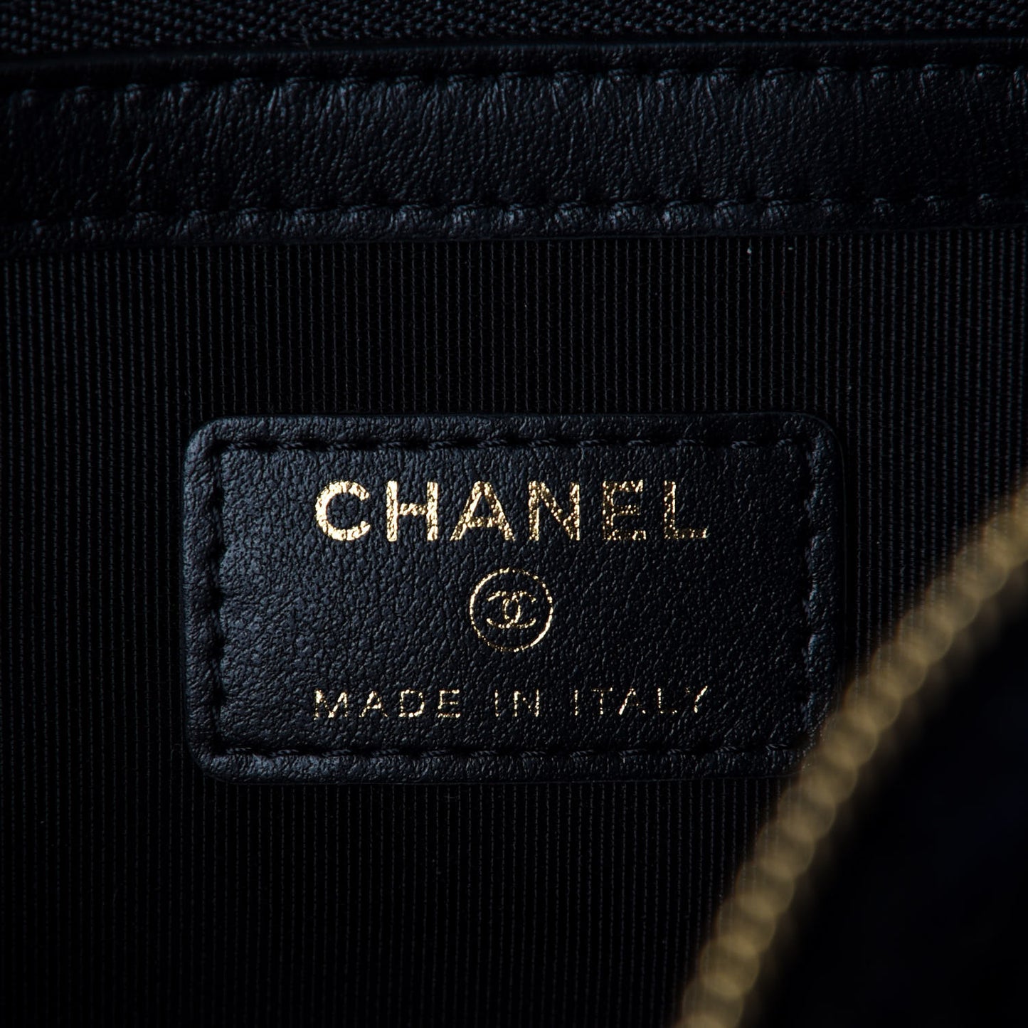 Tweed Quilted Large Chanel 19 Pouch Black Navy Gold