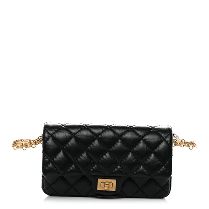 Chanel Aged Calfskin Quilted 2.55 Reissue Chain Waist Bag Black 1 of 12