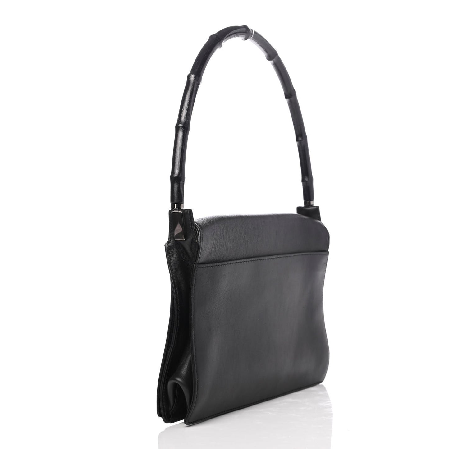 Calfskin Bamboo Shoulder Bag Black