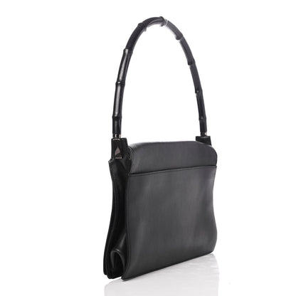 Gucci Calfskin Bamboo Shoulder Bag Black 2 of 4