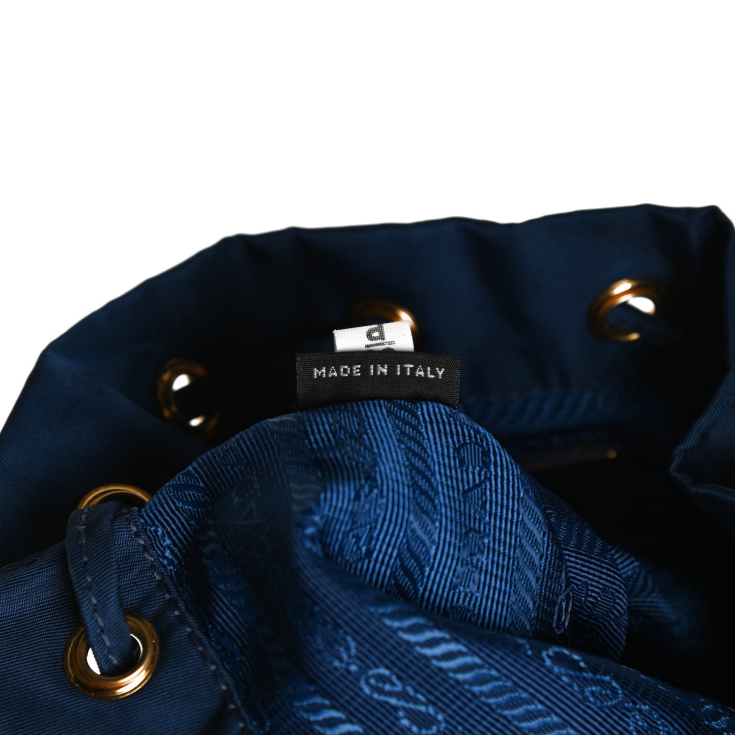 Saffiano Tessuto Nylon Vela Bucket Wristlet Blue