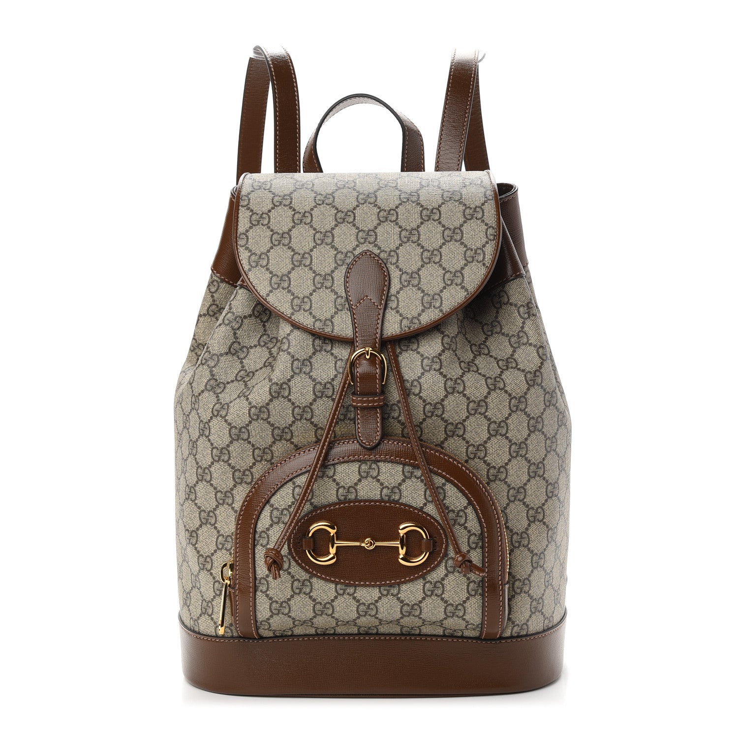 Gucci GG Supreme Monogram Calfskin Horsebit 1955 Single Buckle Backpack Beige Brown Sugar 1 of 9