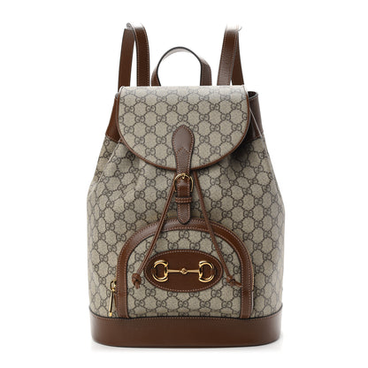 Gucci GG Supreme Monogram Calfskin Horsebit 1955 Single Buckle Backpack Beige Brown Sugar 1 of 9