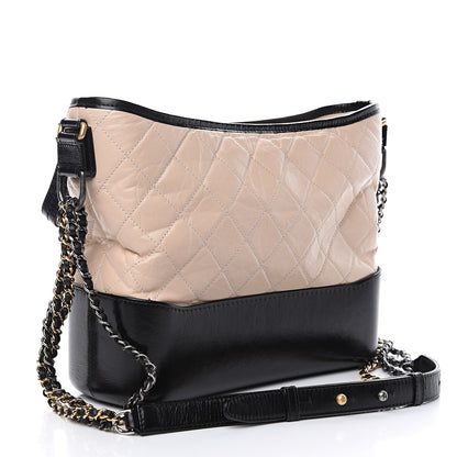 Chanel Aged Calfskin Quilted Medium Gabrielle Hobo Beige Black 2 of 9