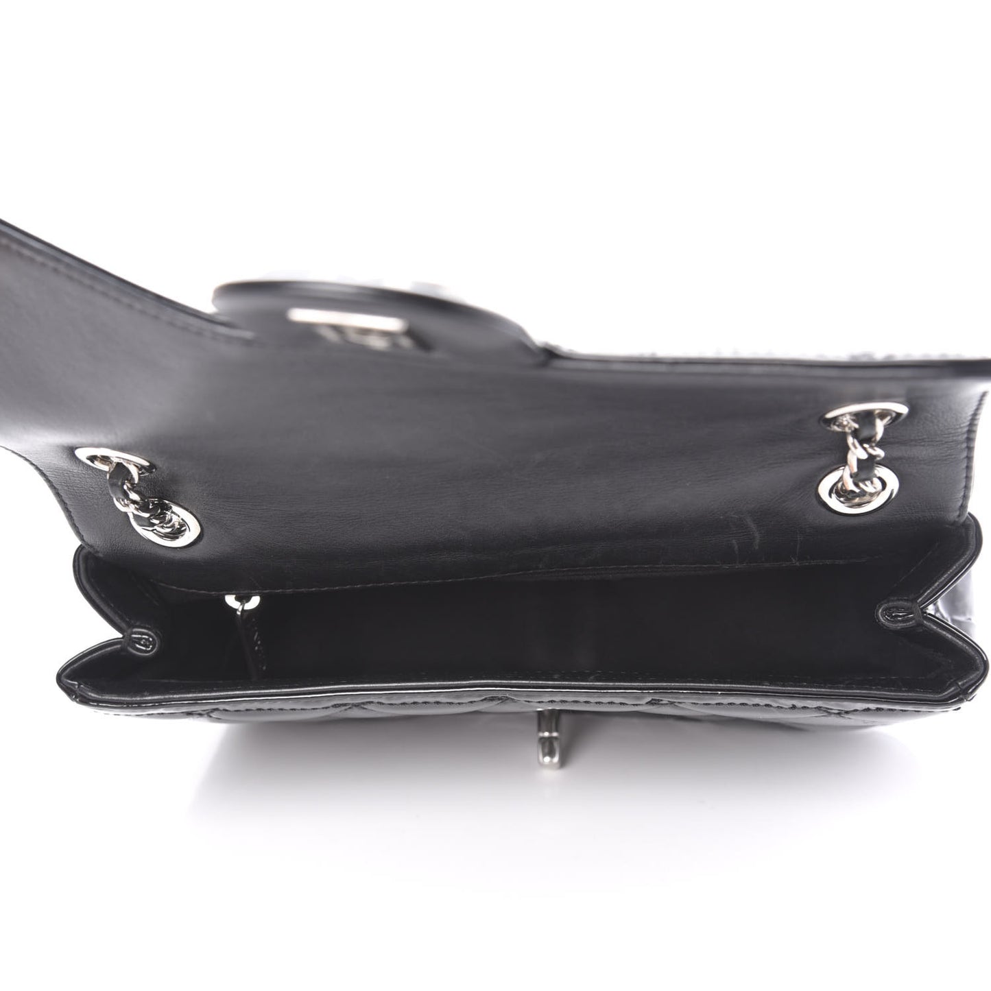 Patent Quilted Small Coco Shine Flap Black