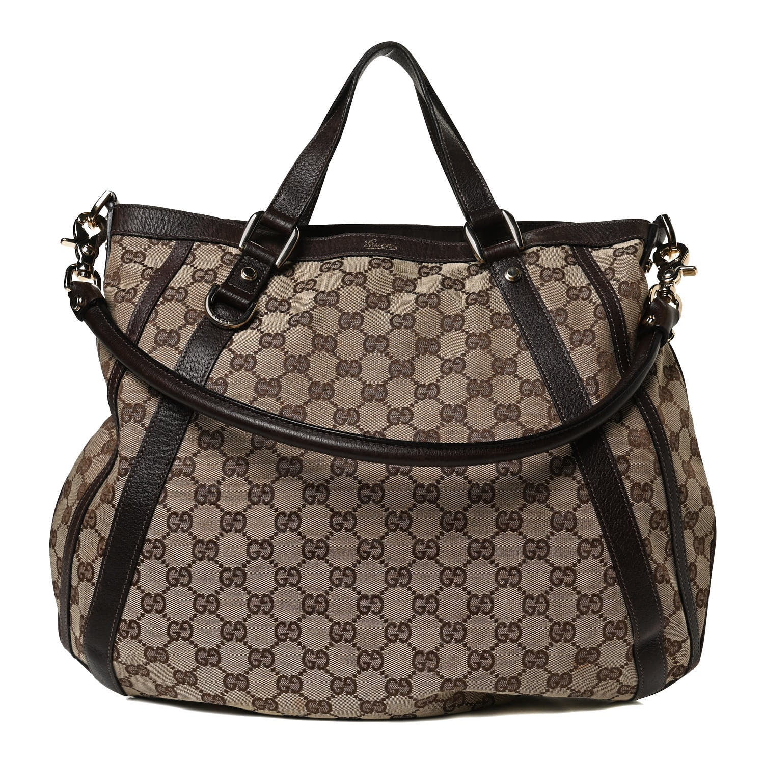 Gucci Monogram Medium Abbey Convertible Tote Dark Brown 1 of 10