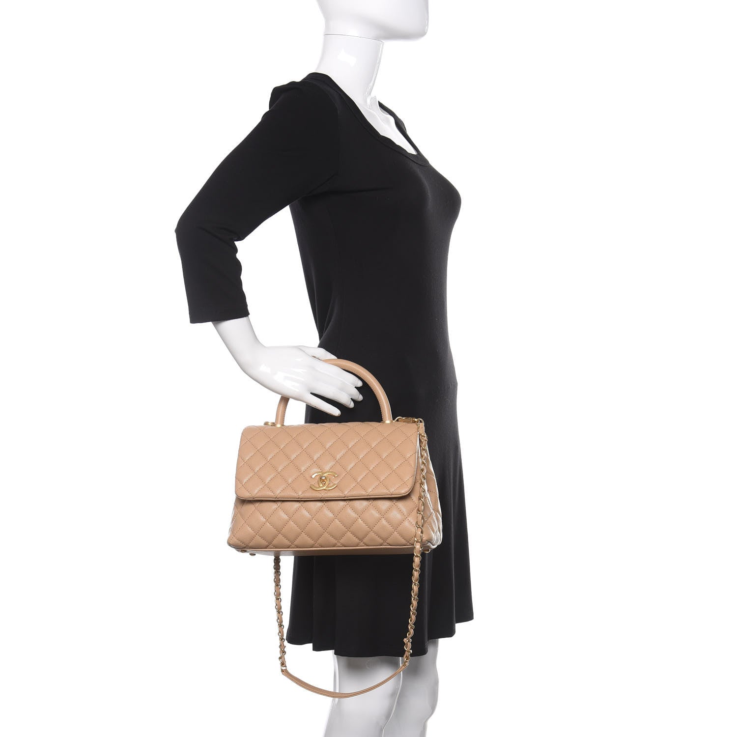 Chanel Caviar Quilted Small Coco Handle Flap Light Beige 3 of 11