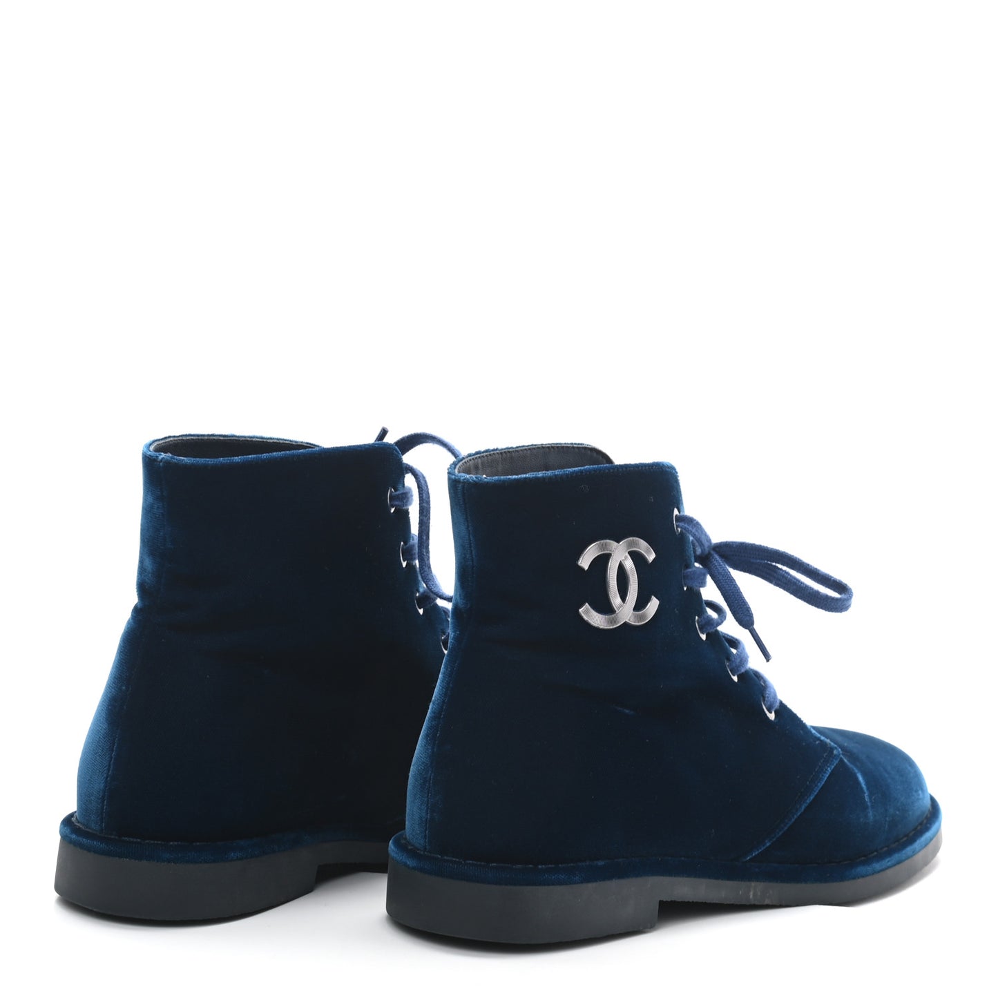 Velvet CC Lace Up Boots 38.5 Blue