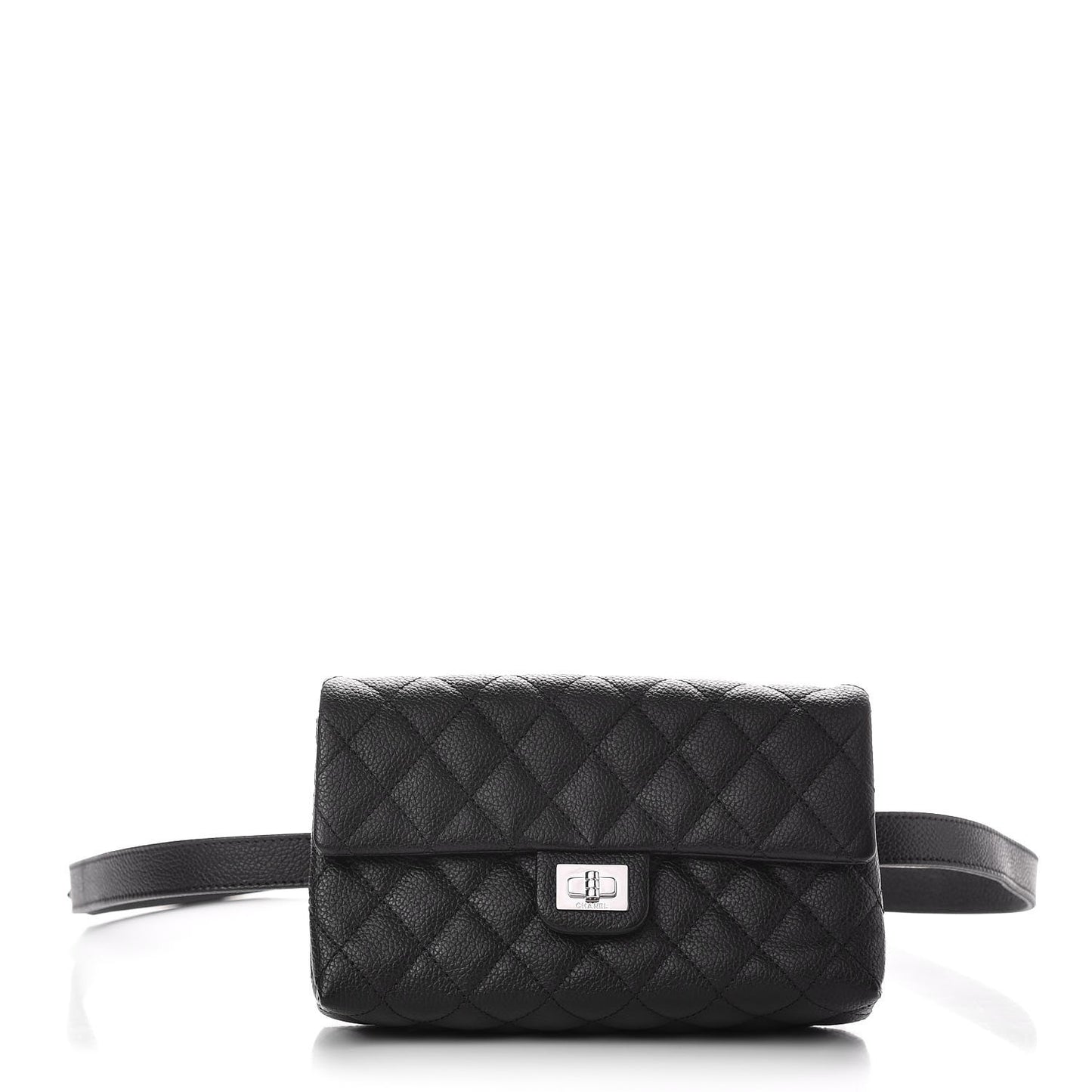 Grained Calfskin Quilted 2.55 Reissue Flap Belt Bag Clutch Black