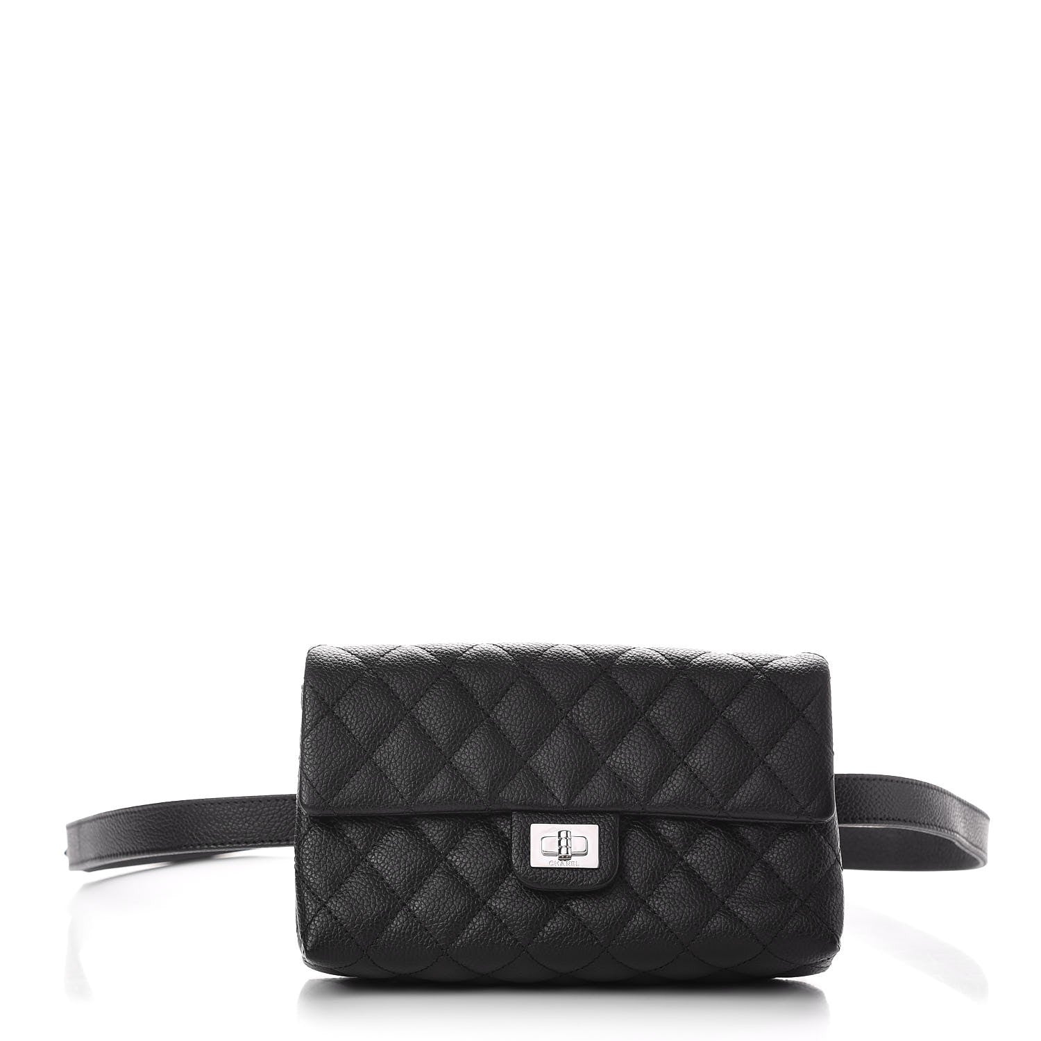 Chanel Grained Calfskin Quilted 2.55 Reissue Flap Belt Bag Clutch Black 1 of 7