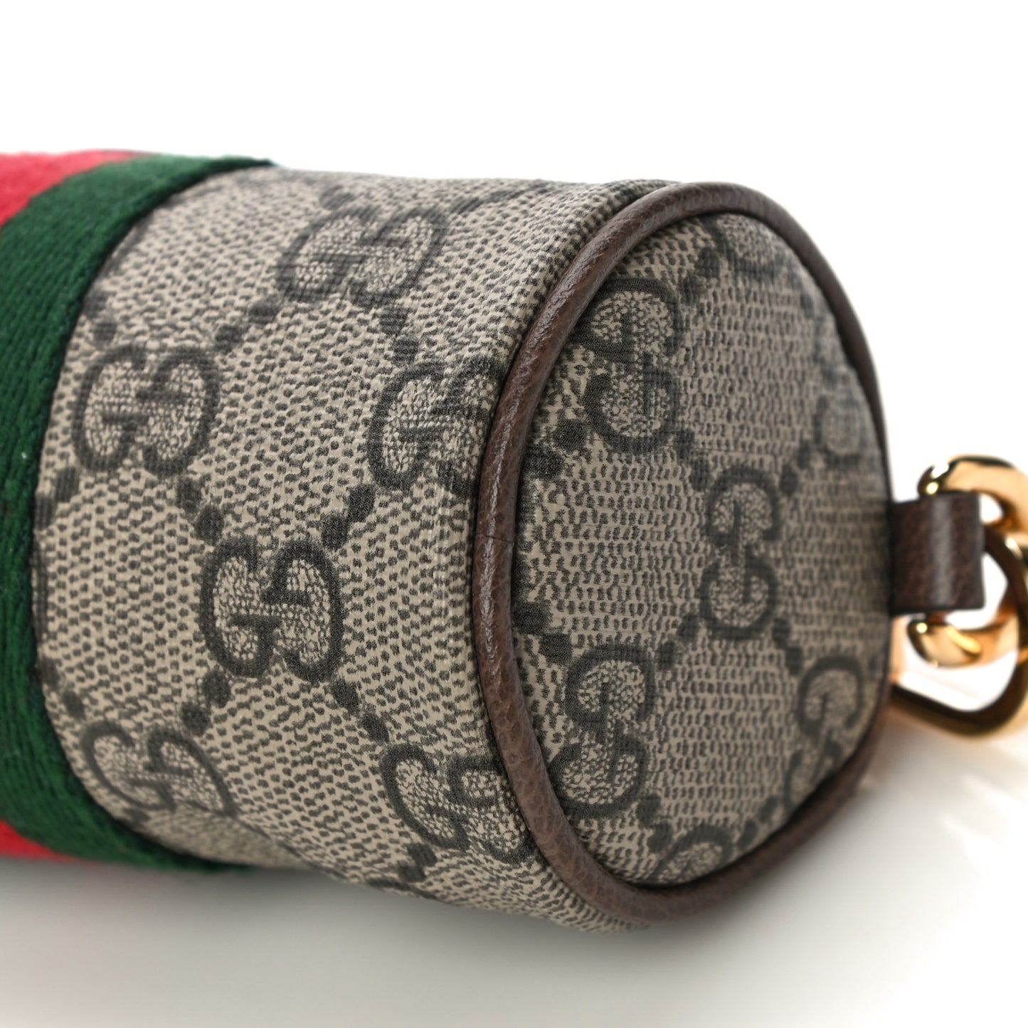 GG Supreme Monogram Web Ophidia Barrel Coin Purse Beige New Acero