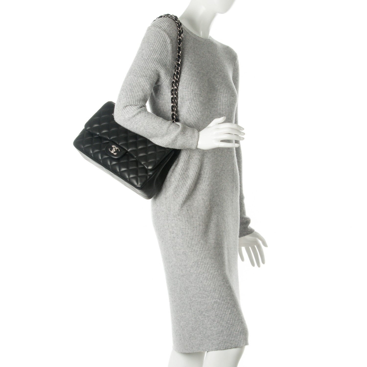 Chanel Lambskin Quilted Jumbo Double Flap Black 2 of 8