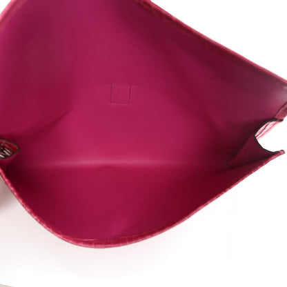 Hermes Shiny Niloticus Crocodile Jige Elan 29 Clutch Rose Tyrien 5 of 9