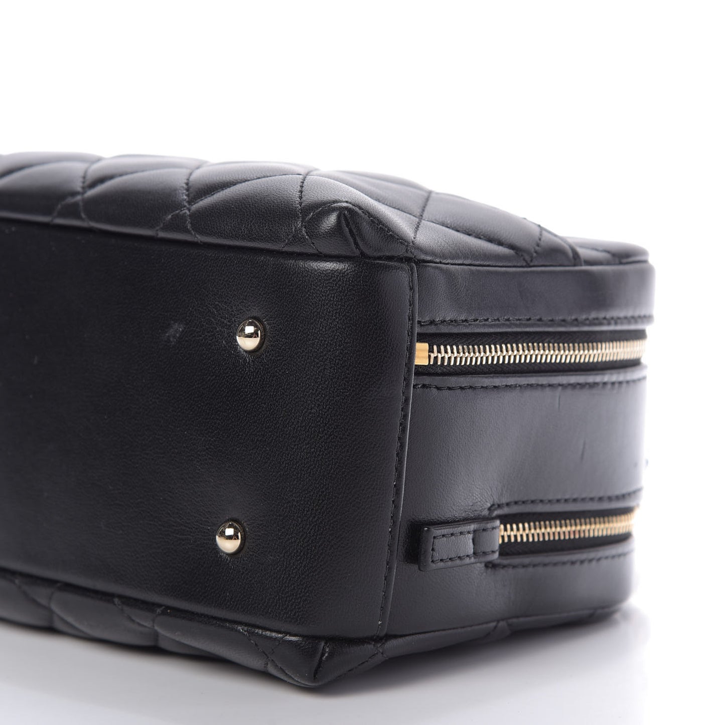 Lambskin Quilted Small Trendy CC Bowling Bag Black