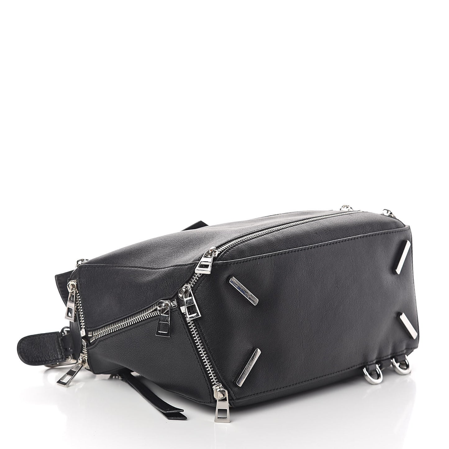 Calfskin Zipper Puzzle Bag Black