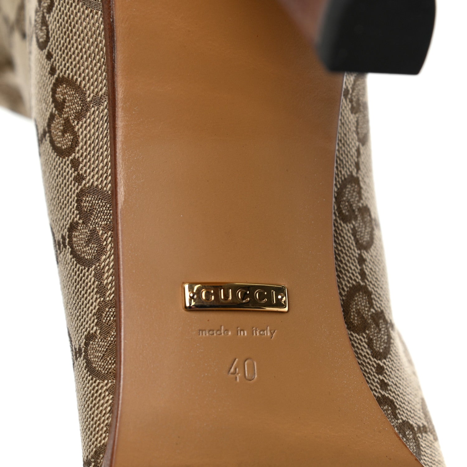 Gucci Monogram Malaga Kid Lisa Mid Heel Boots 40.5 Beige Ebony 7 of 8