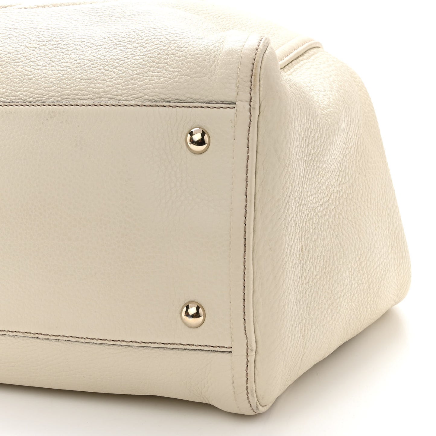 Pebbled Calfskin Medium Soho Shoulder Bag Off White