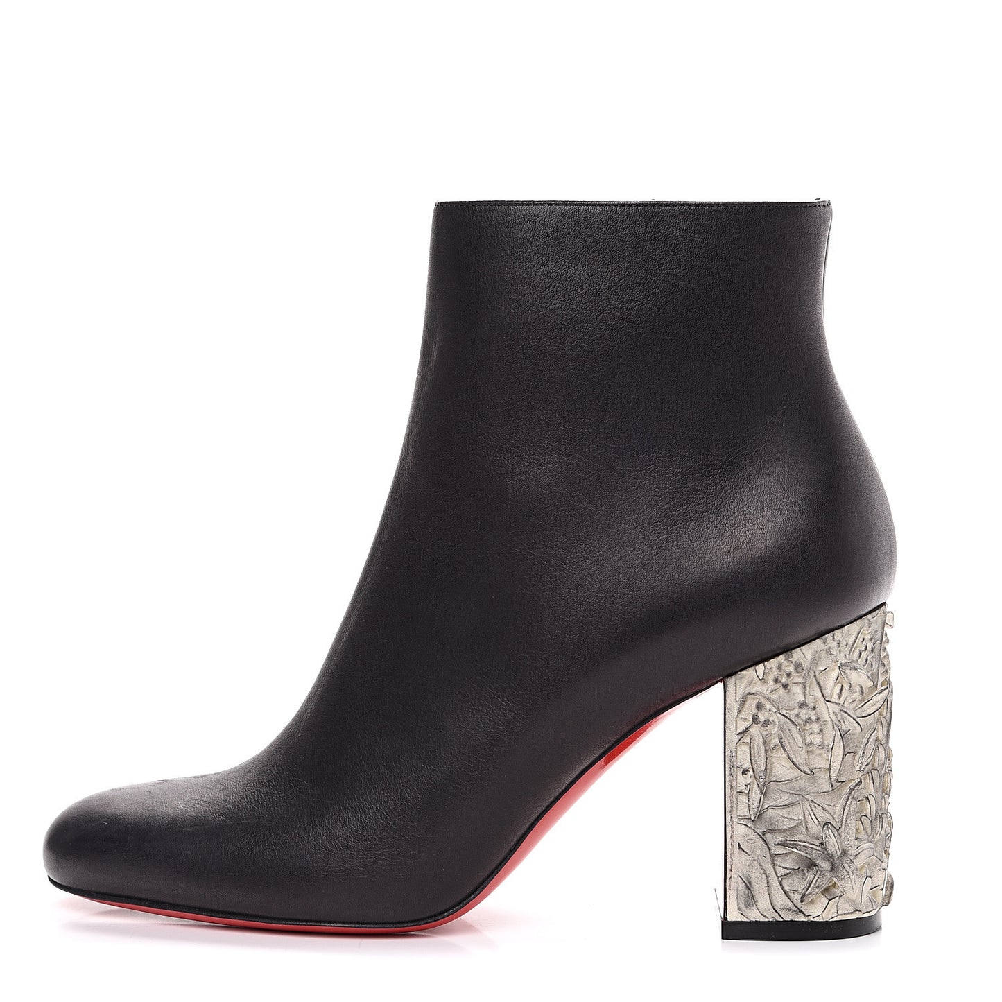 Calfskin Bas Relief Pietra 85 Ankle Boots 39.5 Black