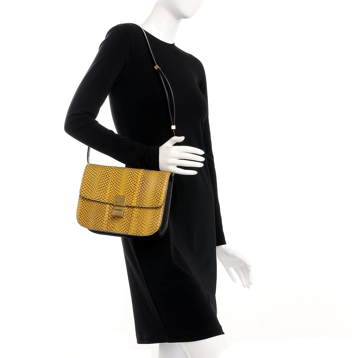 Cobra Calfskin Medium Classic Box Flap Bag Yellow