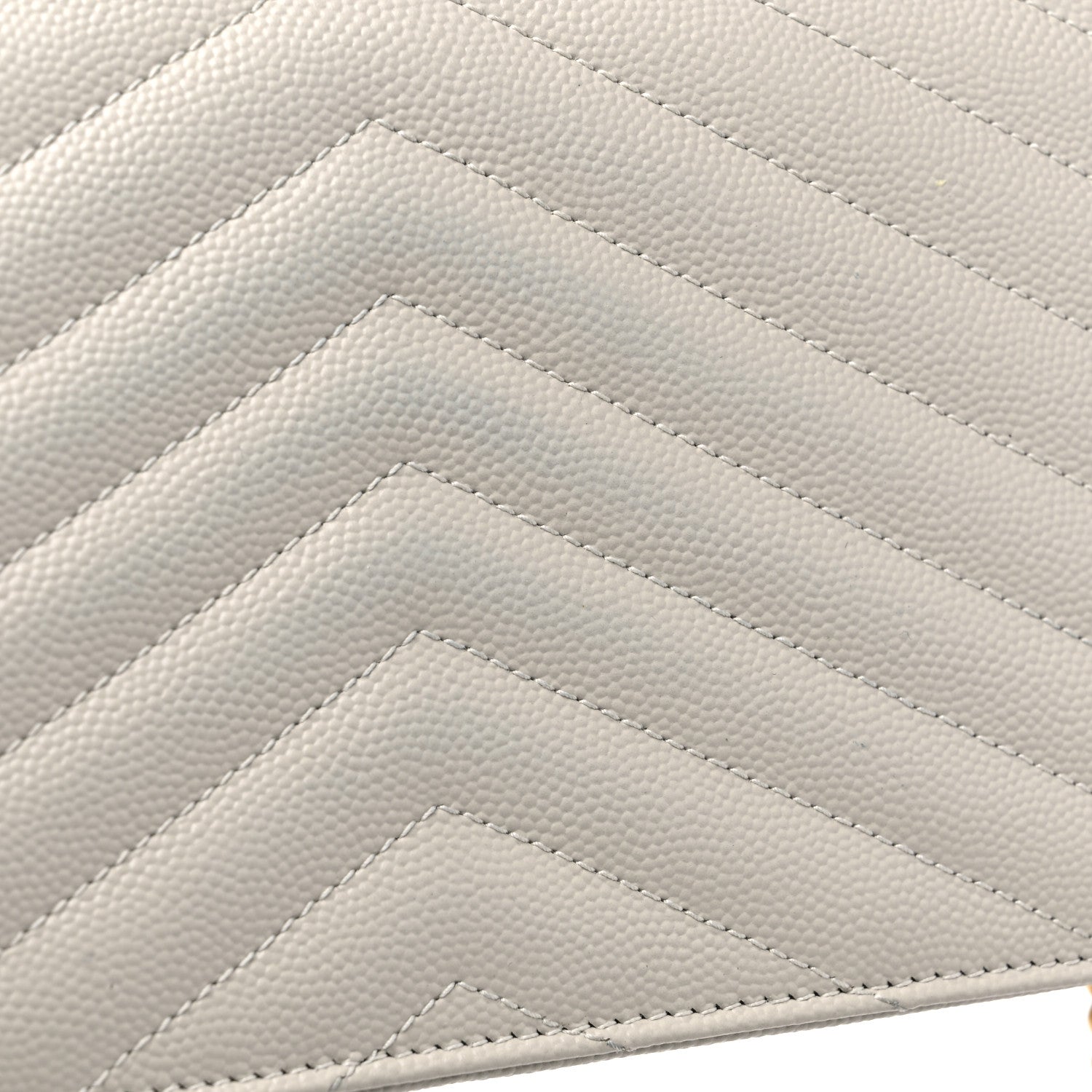 Saint Laurent Grain De Poudre Matelasse Chevron Cassandre Envelope Chain Wallet Crema Soft 11 of 11